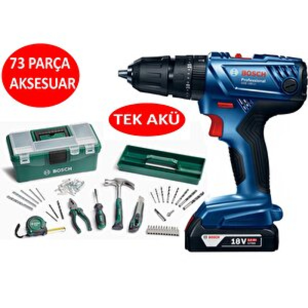 Bosch Tek Akülü Darbeli Matkap 18v Akülü Vidalama Şarjlı Matkap + Bosch Matkap Ucu Vidalama Ucu Seti Matkaplar Fiyatı