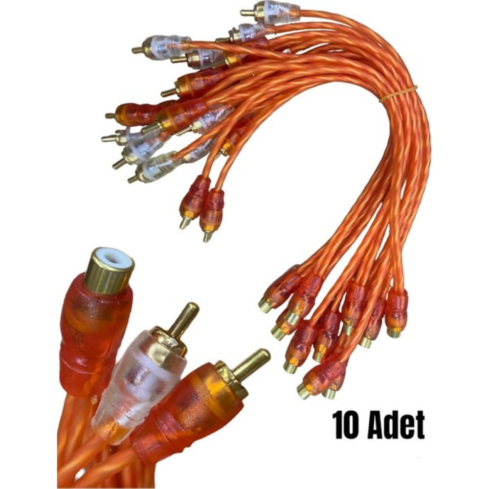 BOSCHMANN 10 Adet Oto Amfi Y Kablo 1 Dişi 2 Erkek Rca Y Kablo Sarı Uclu Silikonlu Oto Hoparlörleri & SubWoofer Fiyatı