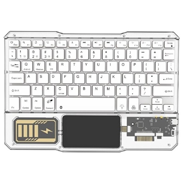 Bosile Rgb Işıklı Şeffaf Tasarım Bluetooth Klavye - Touchpad'li, Türkçe Q Düzen ve Çoklu Cihaz Destekli (Type-C Şarjlı) - Beyaz Klavye - Mouse Fiyatı