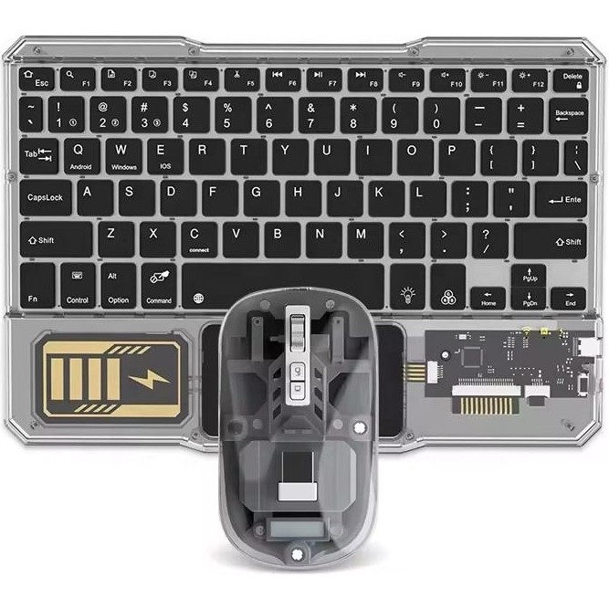 Bosile Rgb Işıklı Şeffaf Tasarım Bluetooth Klavye - Touchpad'li, Türkçe Q Düzen ve Çoklu Cihaz Destekli (Type-C Şarjlı) - Siyah Klavye - Mouse Fiyatı