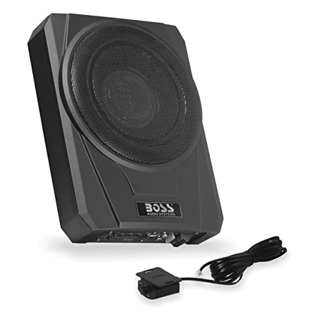 BOSS Audio Systems BASS10 Amplified Car Subwoofer - Low Profile, 10 Inch Subwoofer, Remote Subwoofer Control, for Vehicles Needing Bass with Limited Space, Remote Subwoofer Control