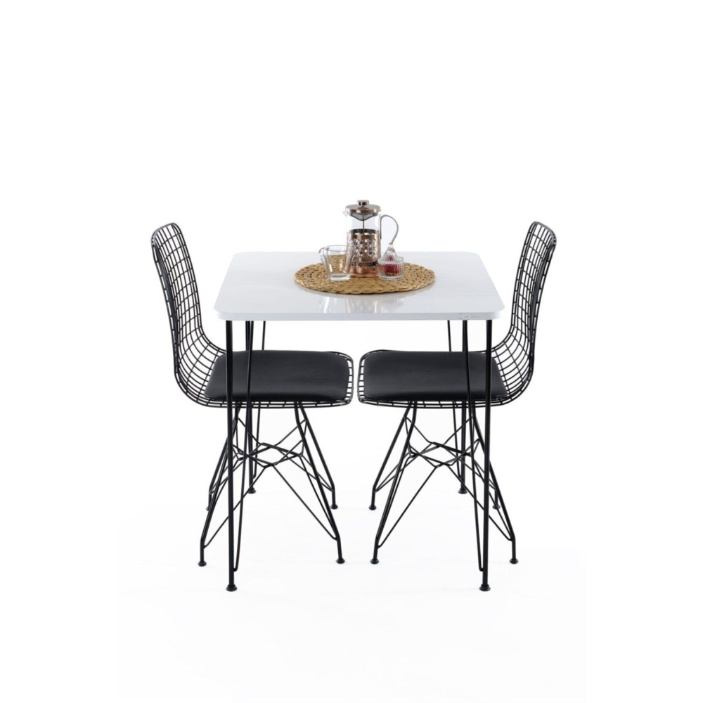 Boss Concept Mutak Balkon Masası 2 Adet Tel Sandalye Beyaz Yemek & Mutfak Masası Fiyatı
