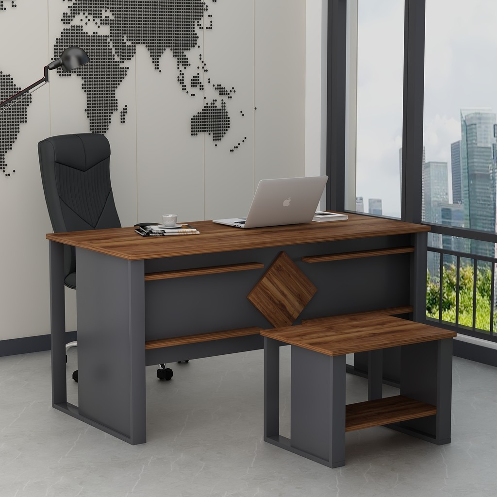 Boss Sehpali Ofis Masası, Büro Takımı, Çalıma Masası, Sehpa - Antrasit - Kemençe Ofis Çalışma Masası Fiyatı