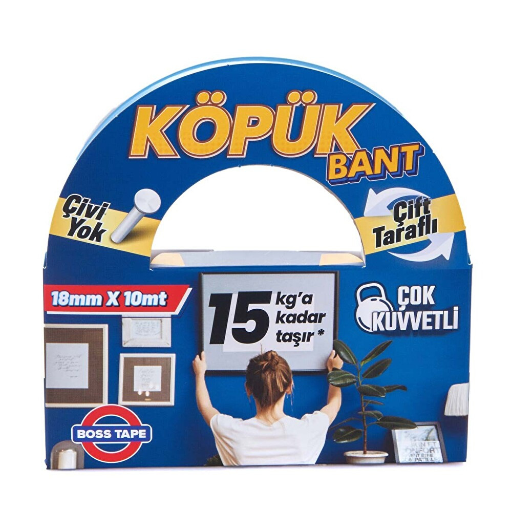 Boss Tape Cıft Taraflı Kopuk Bant-15 Kg 18mmx10mt Nalburiye & Hırdavat Fiyatı