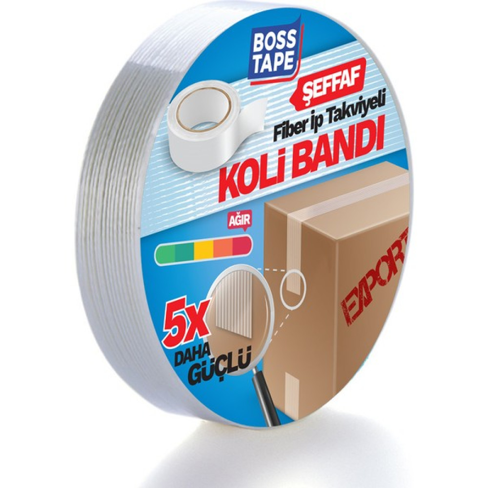 Boss Tape İp Takviyeli Lifli Çok Güçlü Koli Bandı 25mmx25mt Bant Fiyatı