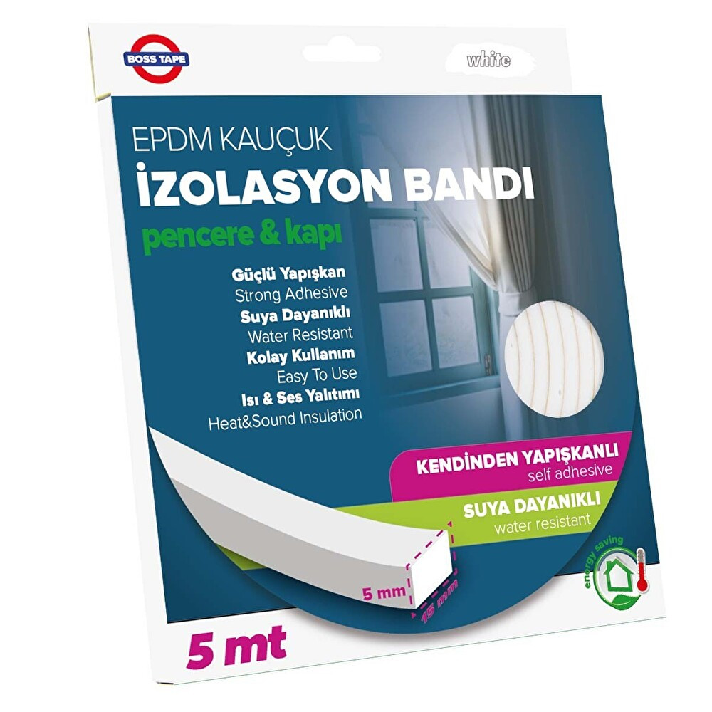 Boss Tape Kapı Pencere Izolasyon Bandı- 5mt Beyaz Nalburiye & Hırdavat Fiyatı