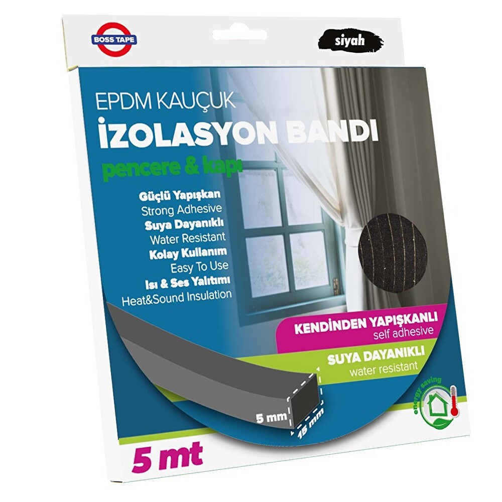 Boss Tape Kapı Pencere Izolasyon Bandı- 5mt Sıyah Nalburiye & Hırdavat Fiyatı