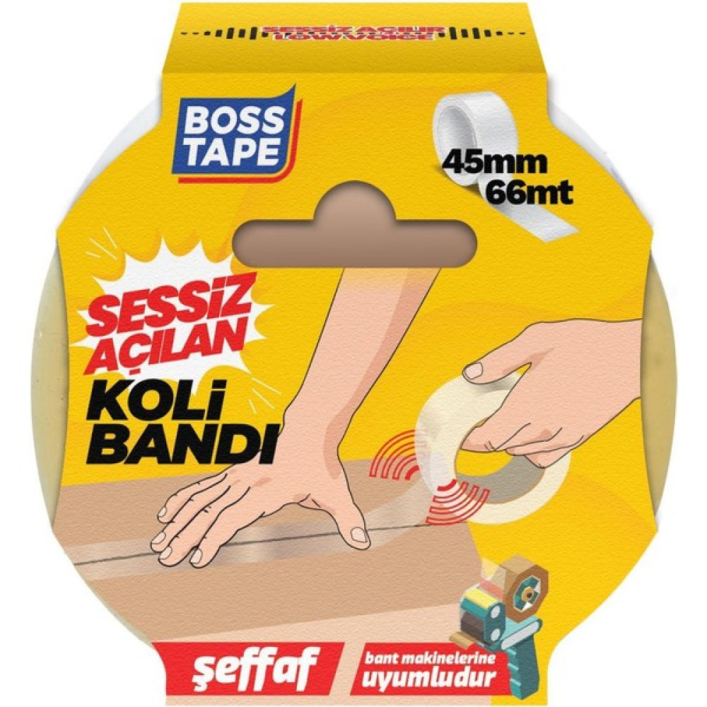 Boss Tape Sessiz Açılan Koli Bandı EN:45MM BOY:66MT Bant Fiyatı