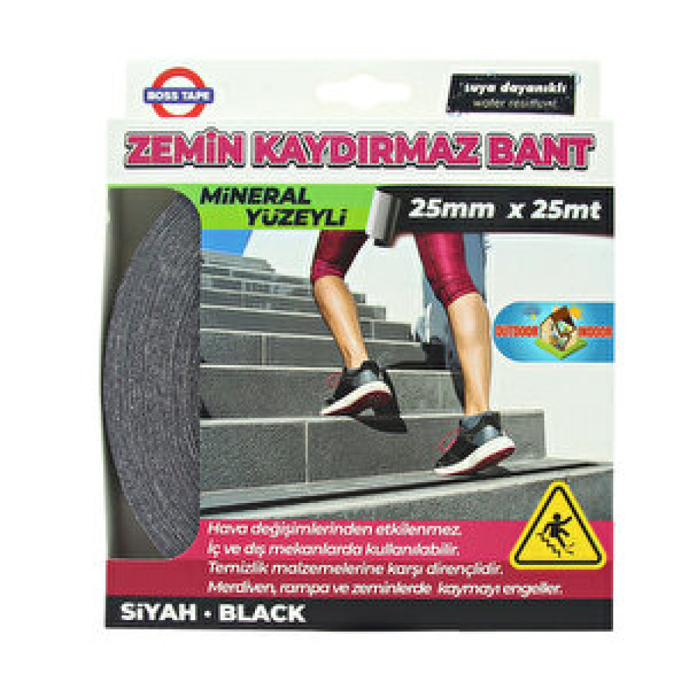 Boss Tape Zemin Kaydırmazlık Bandı 25 Mm X 5 M - Siyah Bant Fiyatı