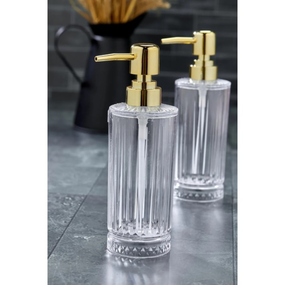 Bossio 2 Adet 300 ml Sıvı Sabunluk Kristal Banyo Mutfak Sabunluk Seti - Cam Değildir - Gold Sabunluk Fiyatı