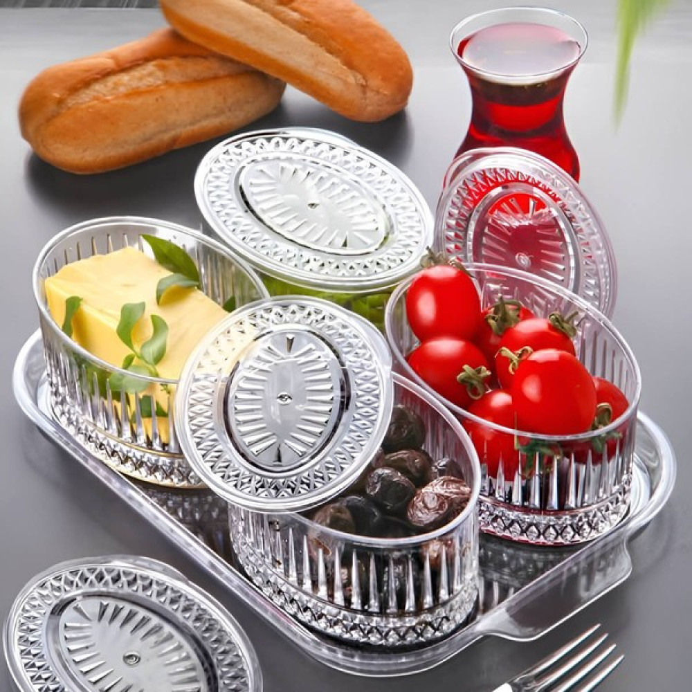 Bossio 4'lü Kristal Oval Kapaklı Kahvaltılık Set Cam Değildir Kahvaltı Takımı Fiyatı
