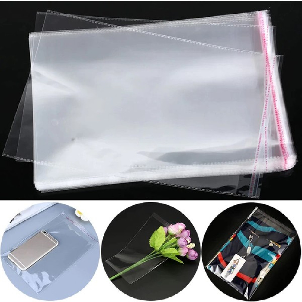 BossPack Şeffaf Bantlı (40X50 Cm) Parlak Jelatin Poşet (50 Adet) - Şeffaf Hediye Poşeti Buzdolabı Poşeti Fiyatı