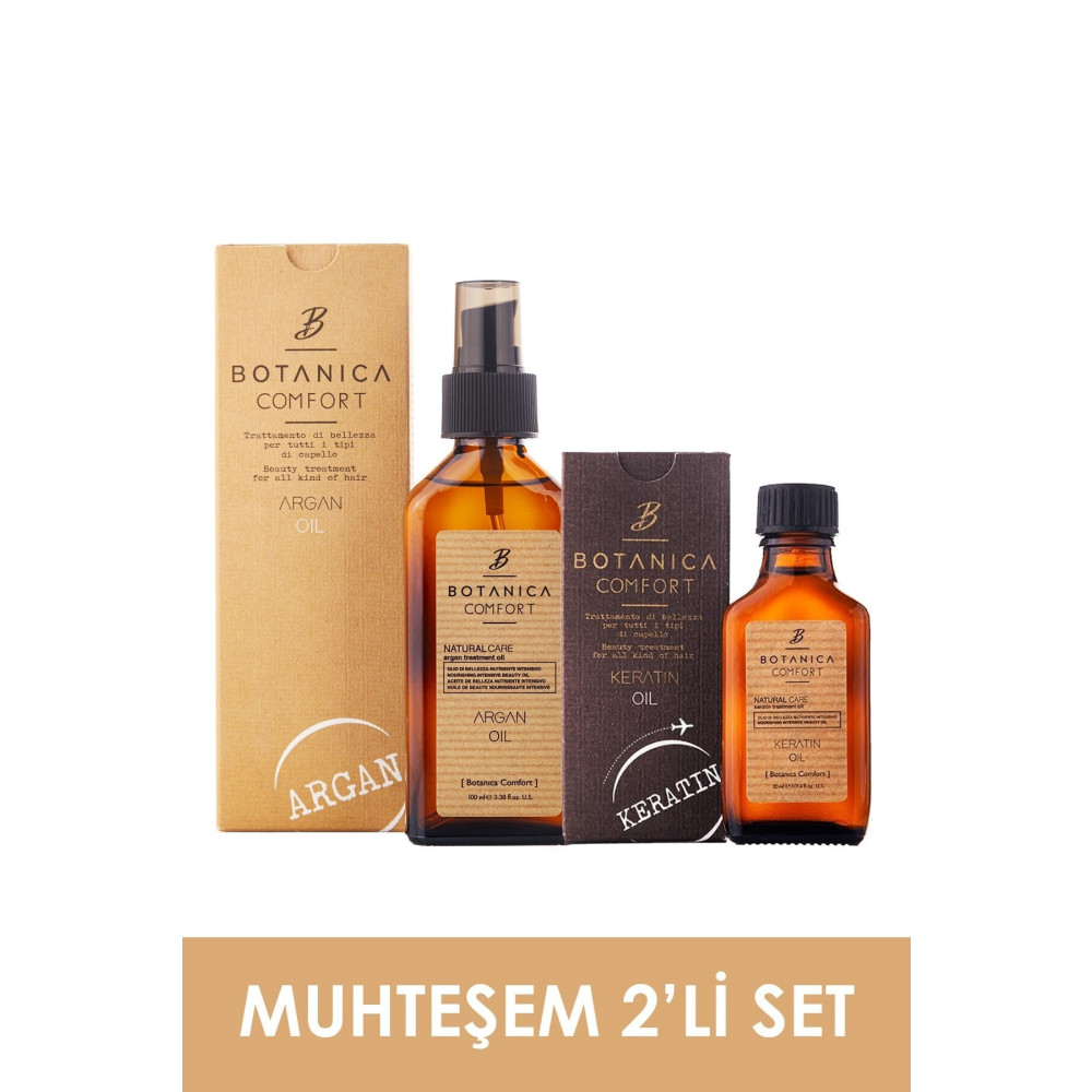 BOTANICA COMFORT Yavaş Uzayan ve Yıpranmış Saçlar Için Argan Yağı 100ml+ Keratin Yağ 2li Set 30ml Saç Bakımı Fiyatı