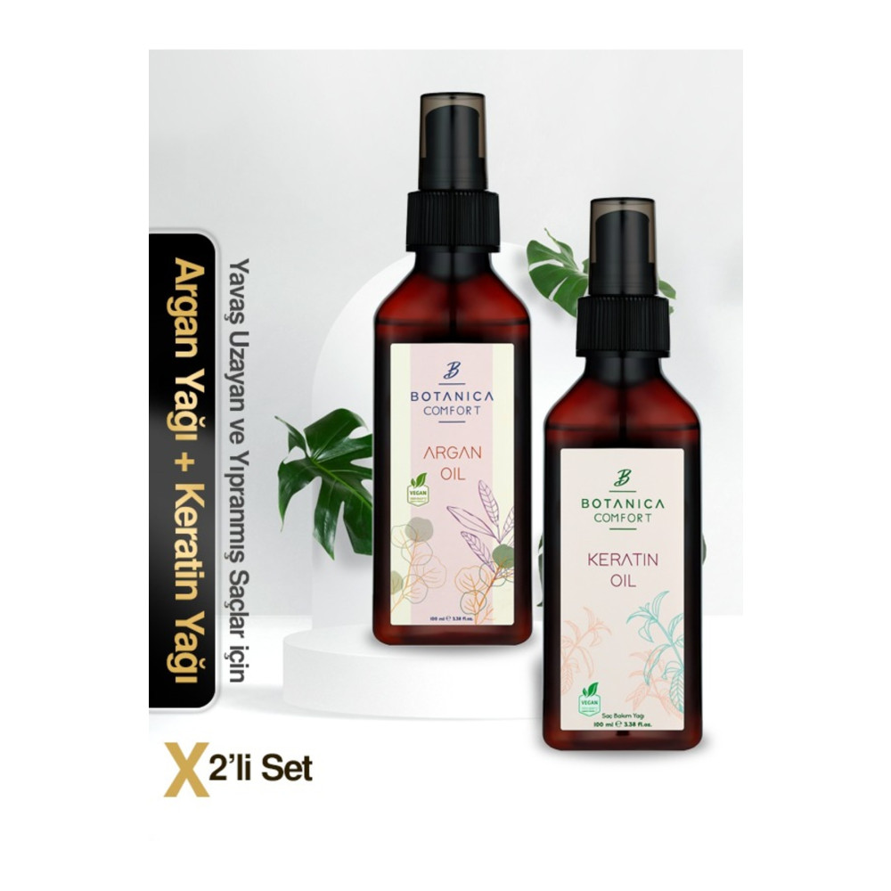 BOTANICA COMFORT Yıpranmış Saçlar Için Onarıcı Bakım Seti ( Argan Yağ 100 Ml + Keratin Yağ 100 Ml) Saç Bakımı Fiyatı