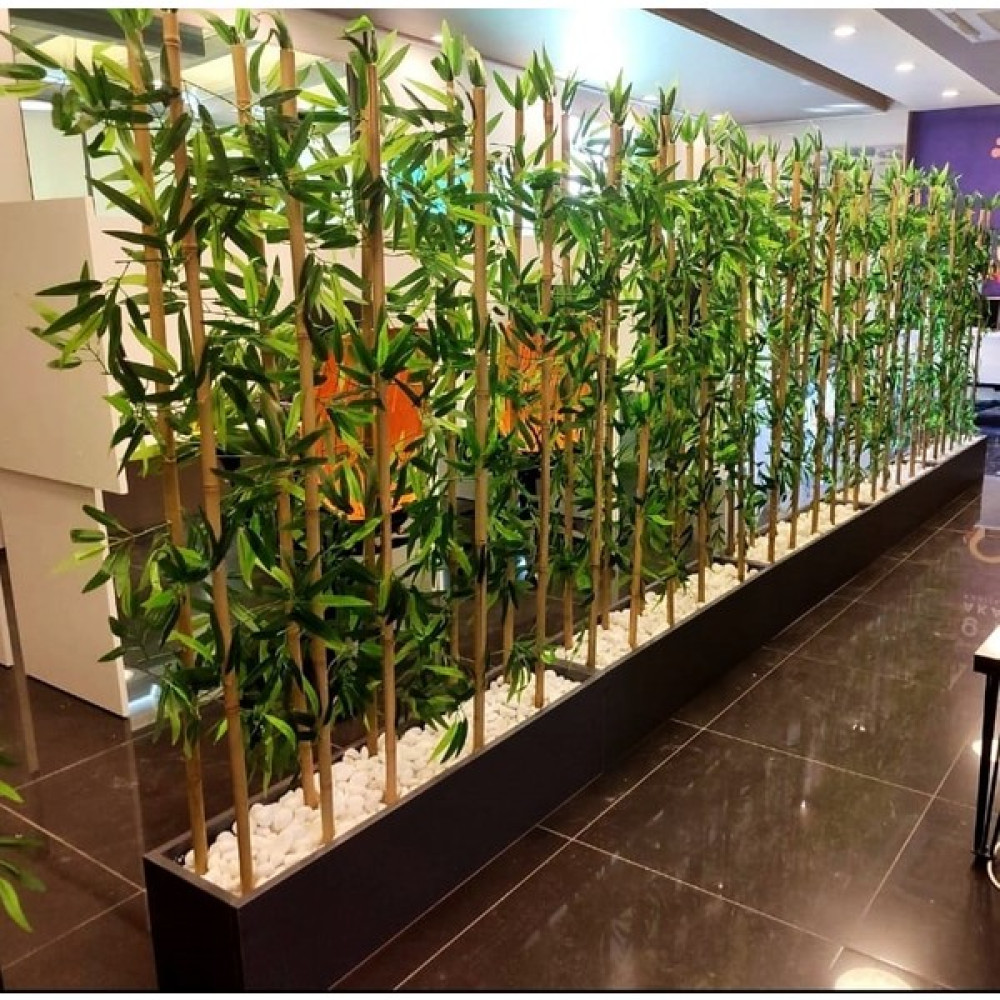Botanik Bahçesi Yapay Bambu Bamboo Çiçek  150 cm Boy Çubuk Ağaç  4 Adet Set Halinde Antrasit Iç Mekan Ahşap Saksıda Bitki Fiyatı