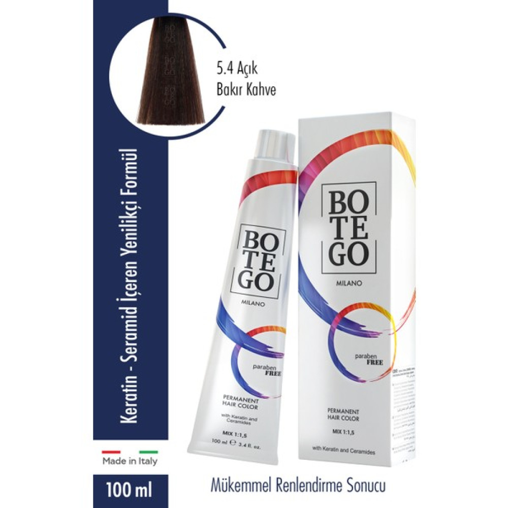 Botego Milano Profesyonel Krem Boya 5.4 Açık Bakır Kahve 100 ml Oto Boyaları Fiyatı