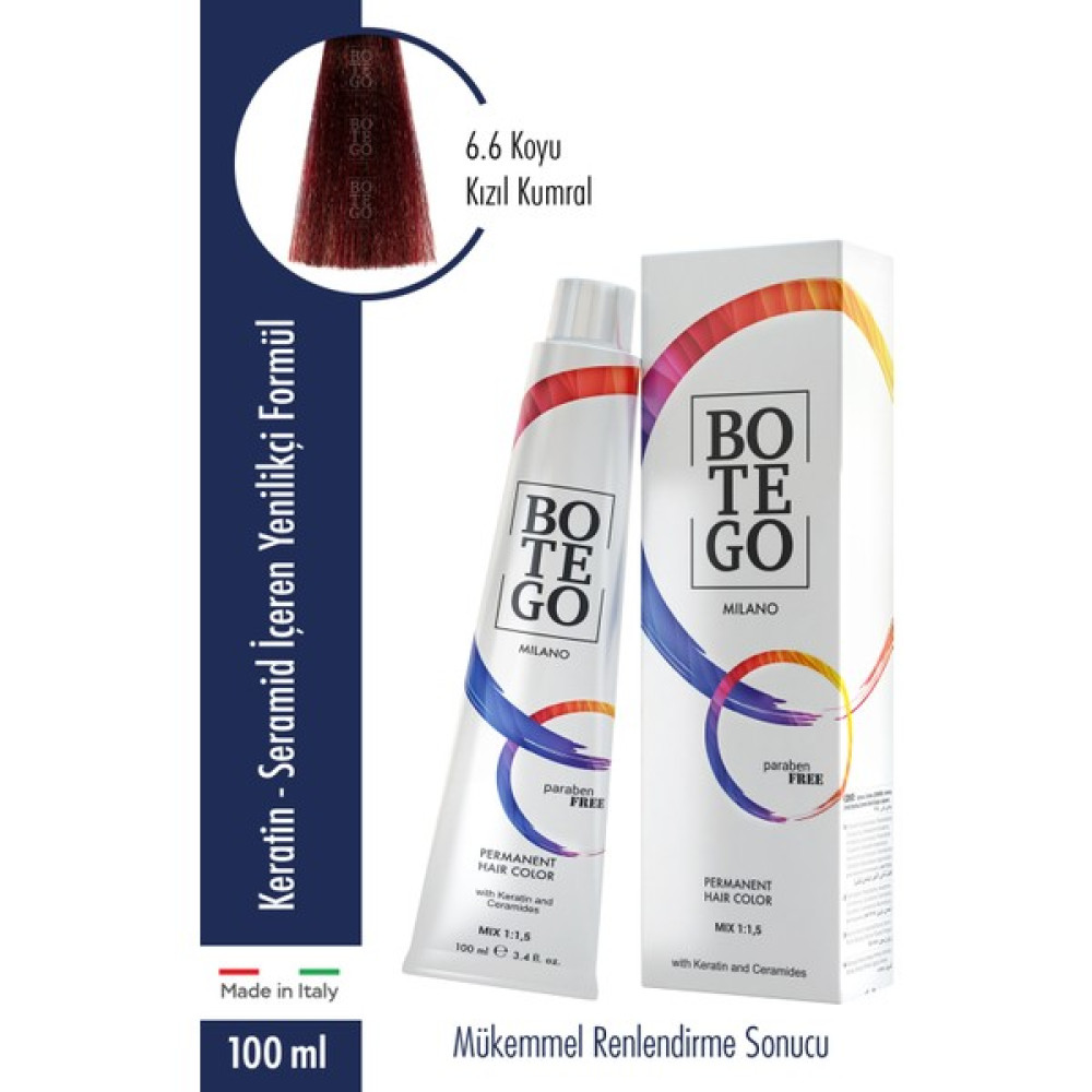 Botego Milano Profesyonel Krem Boya 6.6 Koyu Kızıl Kahve 100 ml Oto Boyaları Fiyatı