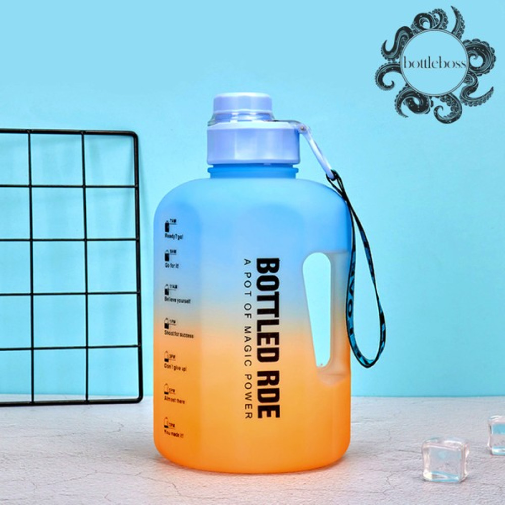 Bottle Boss Bottleboss Damacana Motivasyon Matarası Çevir Aç Sızdırmaz Kapak Tasarımlı 2 Litre - Mavi - Turuncu Suluk Fiyatı
