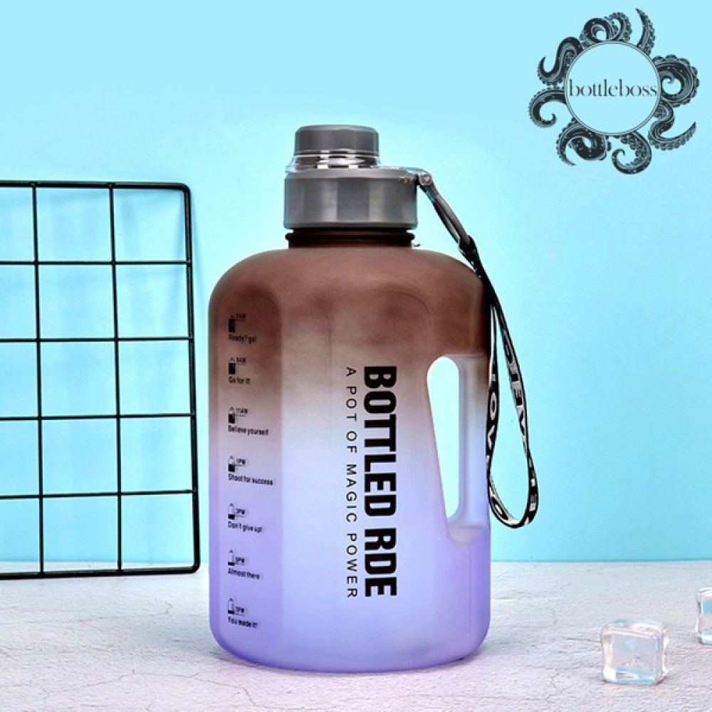 Bottle Boss Bottleboss Damacana Motivasyon Matarası Çevir Aç Sızdırmaz Kapak Tasarımlı 2 Litre - Siyah - Mor Suluk Fiyatı