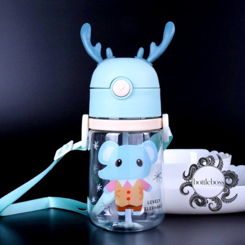 Bottle Boss Bottleboss Geyik Figürlü Pipetli Taşıma Askılı Çocuk Matarası 550 ml - Fil Suluk Fiyatı