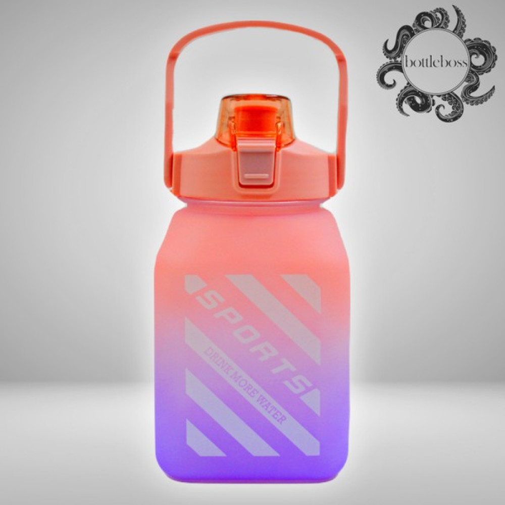 Bottle Boss Bottleboss Kare Spor Model Taşıma Askılı Pipetli Motivasyon Matarası 1,5 Litre Sticker Hediyeli - Pembe - Mor Suluk Fiyatı