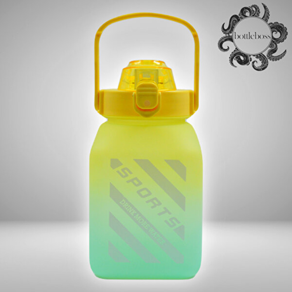 Bottle Boss Bottleboss Kare Spor Model Taşıma Askılı Pipetli Motivasyon Matarası 1,5 Litre Sticker Hediyeli - Sarı - Yeşil Suluk Fiyatı