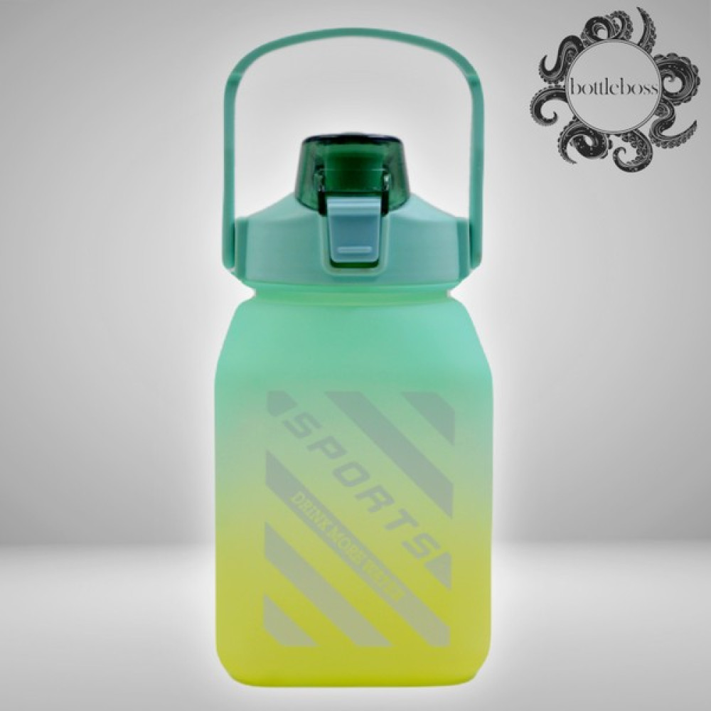 Bottle Boss Bottleboss Kare Spor Model Taşıma Askılı Pipetli Motivasyon Matarası 1,5 Litre Sticker Hediyeli - Yeşil - Sarı Suluk Fiyatı