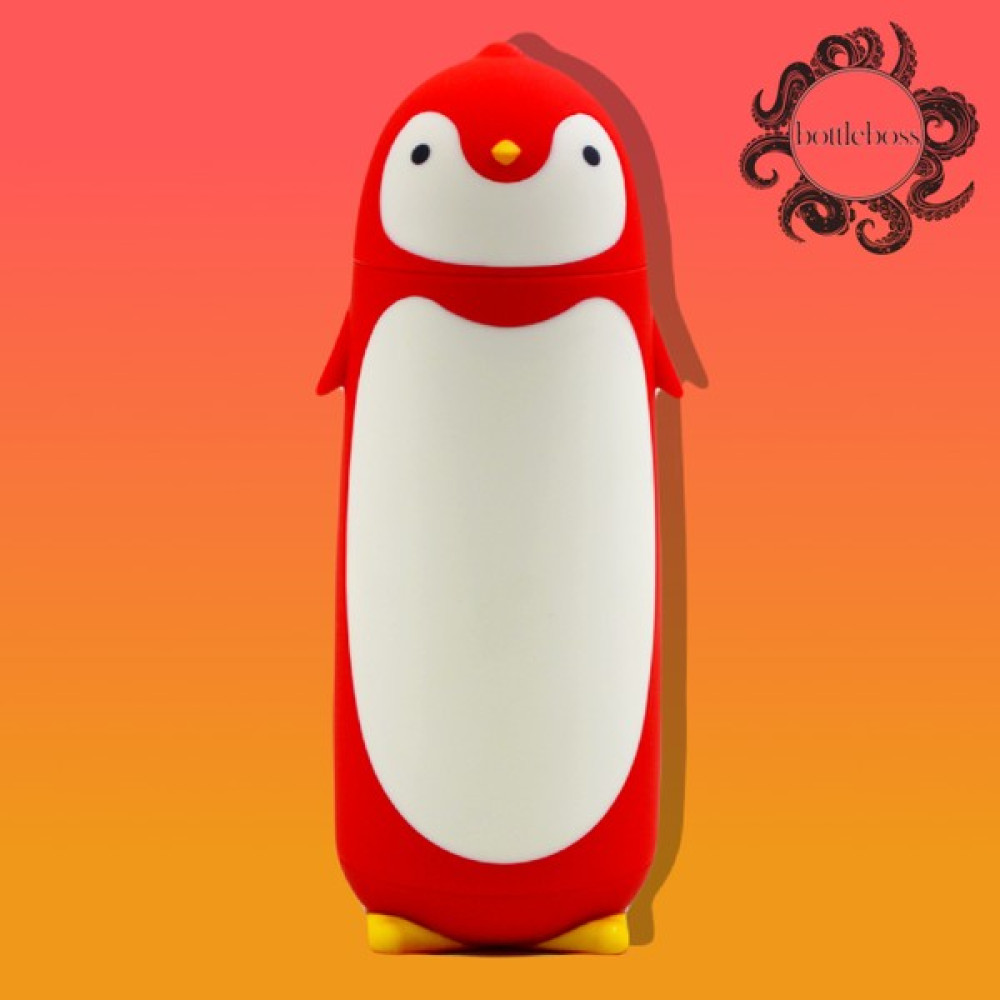 Bottle Boss Bottleboss Penguen Figürlü Paslanmaz Çelik Çocuk Matarası 350 ml - Kırmızı Suluk Fiyatı