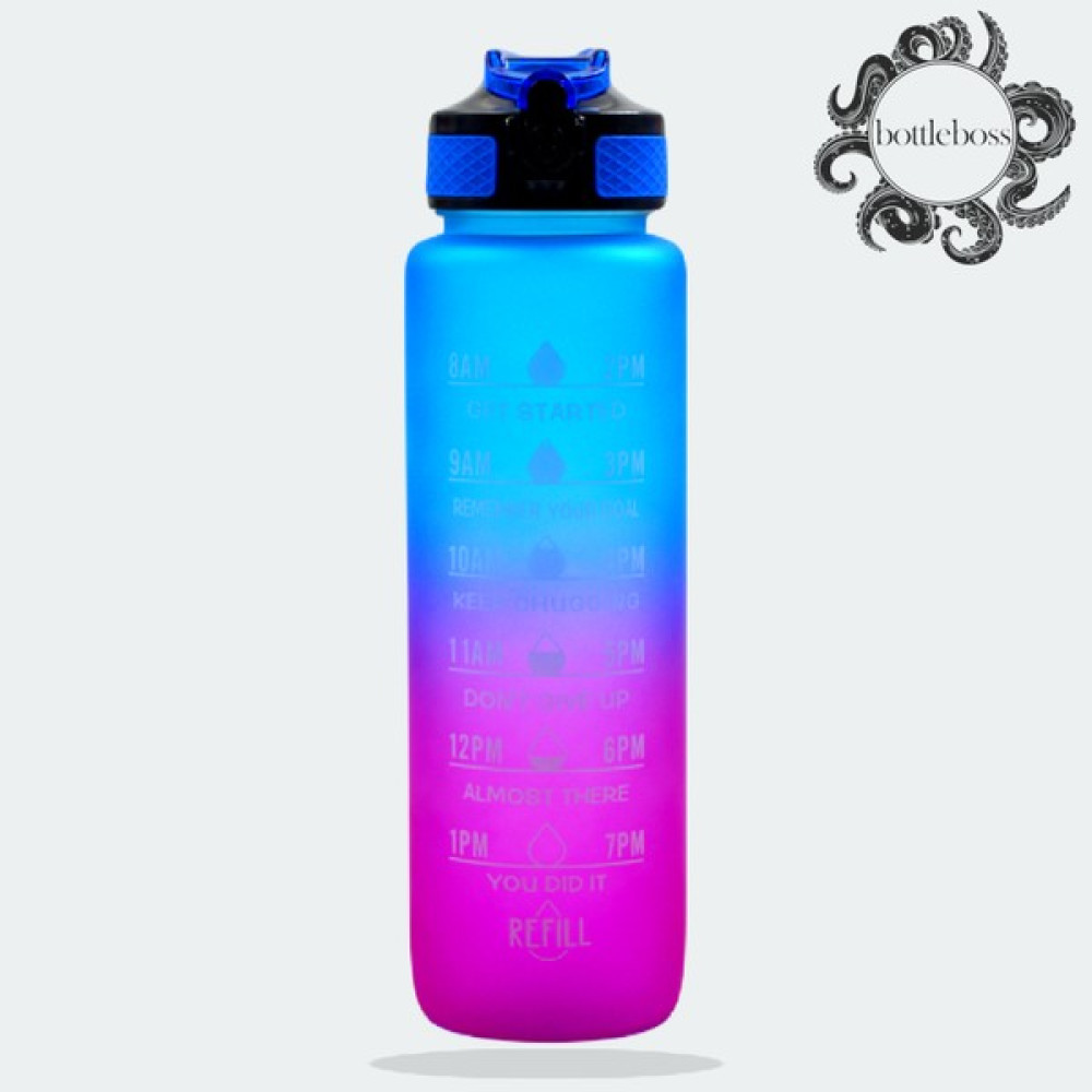 Bottle Boss Bottleboss Renk Geçişli Sızdırmaz Kapak Motivasyon Matarası 1 Litre Sticker Hediyeli - Mavi - Mor Suluk Fiyatı