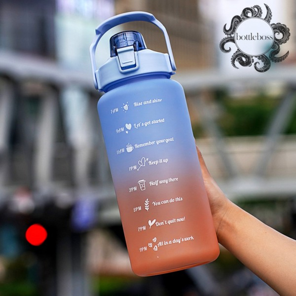 Bottle Boss Pastel Renk Geçişli Sızdırmaz Kapak Motivasyon Matarası 2 Litre - Mavi Suluk Fiyatı