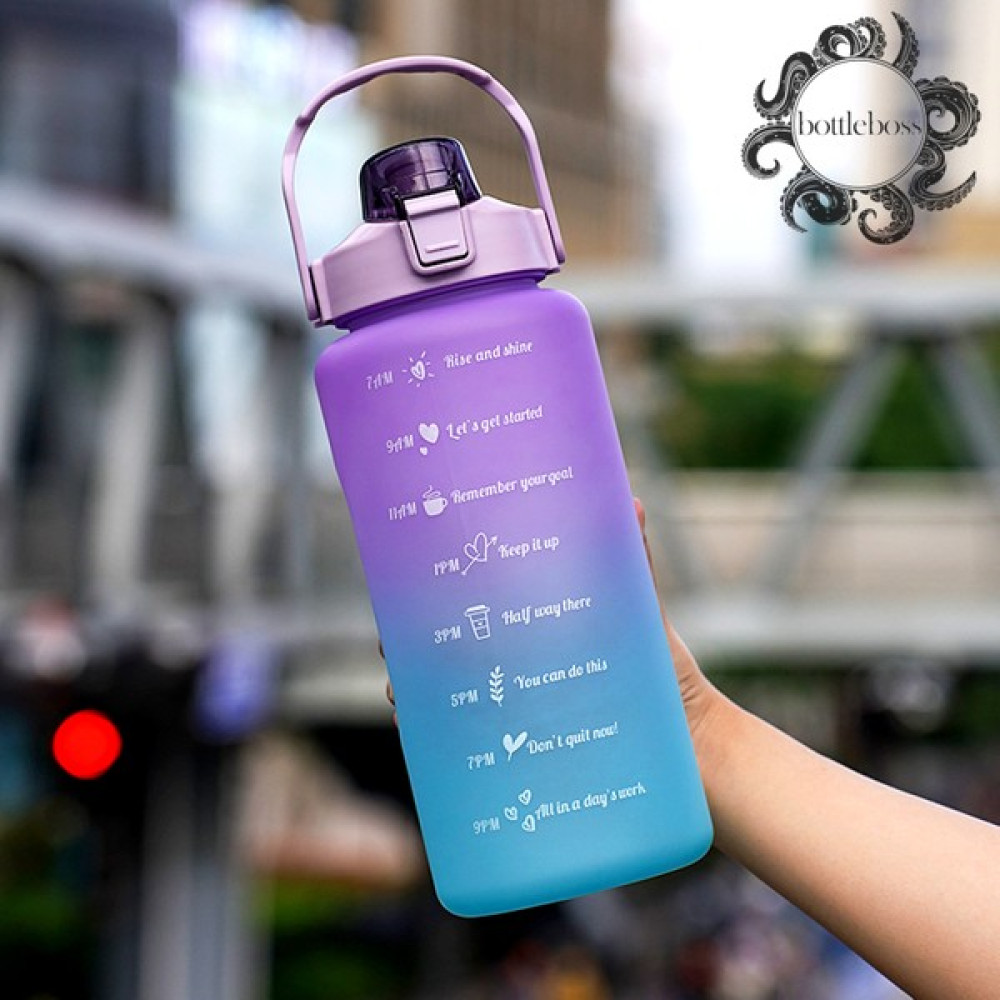 Bottle Boss Pastel Renk Geçişli Sızdırmaz Kapak Motivasyon Matarası 2 Litre - Mor Suluk Fiyatı