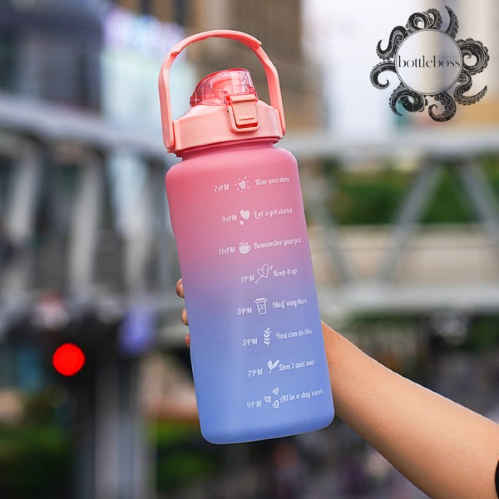 Bottle Boss Pastel Renk Geçişli Sızdırmaz Kapak Motivasyon Matarası 2 Litre - Pembe Suluk Fiyatı