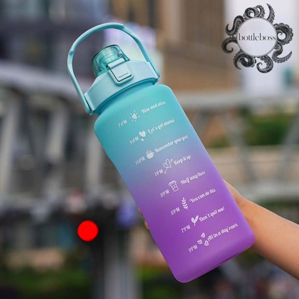 Bottle Boss Pastel Renk Geçişli Sızdırmaz Kapak Motivasyon Matarası 2 Litre - Yeşil Suluk Fiyatı