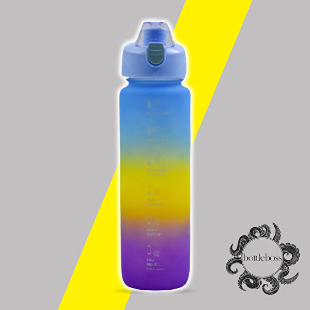 Bottle Boss Pastel Renk Geçişli Sızdırmaz Kapak Motivasyon Matarası - Mavi Suluk Fiyatı