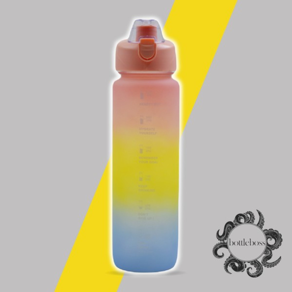 Bottle Boss Pastel Renk Geçişli Sızdırmaz Kapak Motivasyon Matarası - Pembe Suluk Fiyatı