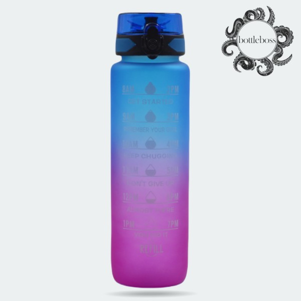 Bottle Boss Renk Geçişli Sızdırmaz Kapak Motivasyon Matarası 1 Lt - Mavi - Mor Oto Boyaları Fiyatı