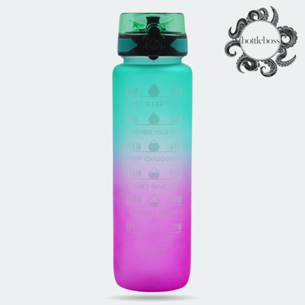 Bottle Boss Renk Geçişli Sızdırmaz Kapak Motivasyon Matarası 1 Lt - Turkuaz - Mor Oto Boyaları Fiyatı