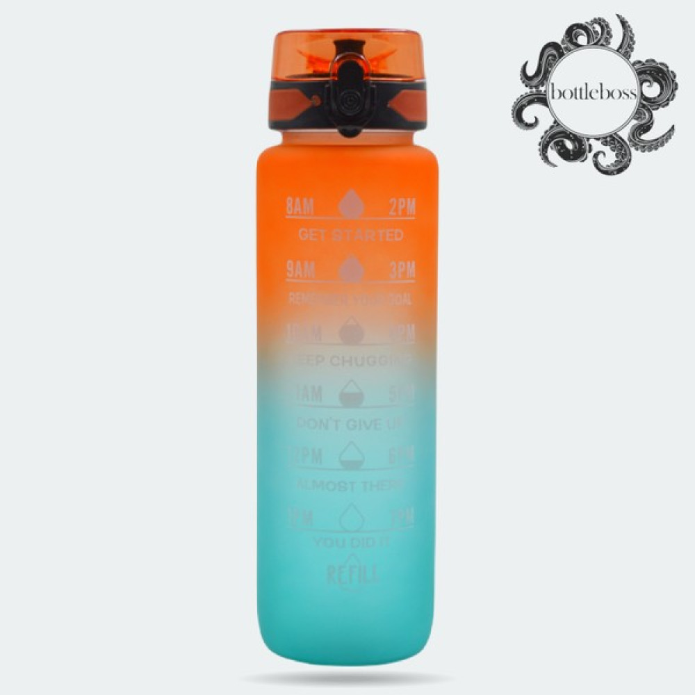 Bottle Boss Renk Geçişli Sızdırmaz Kapak Motivasyon Matarası 1 Lt - Turuncu - Turkuaz Oto Boyaları Fiyatı