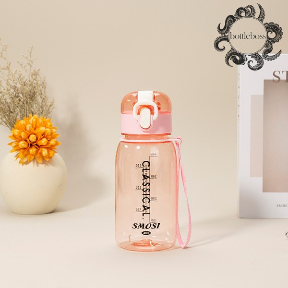 Bottleboss Classical Kilitli Taşıma Askılı Çocuk Matarası 400 ml - Şeffaf Pembe Suluk Fiyatı