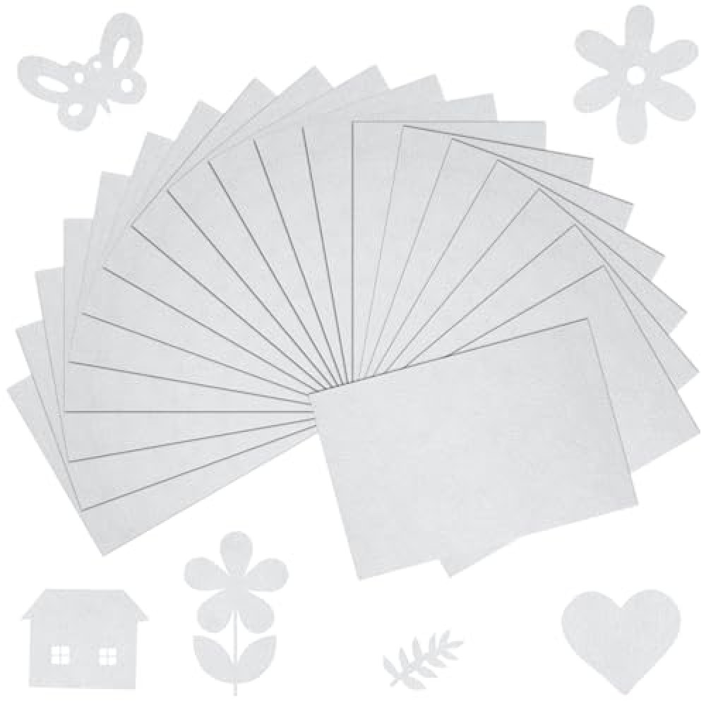 BOUBONI 20 Pcs White Soft Felt Fabric Sheet 8" x 12" Assorted Color Felt Fabric Sheets for Crafts DIY Handcraft Sewing Squares Patchwork Nonwoven