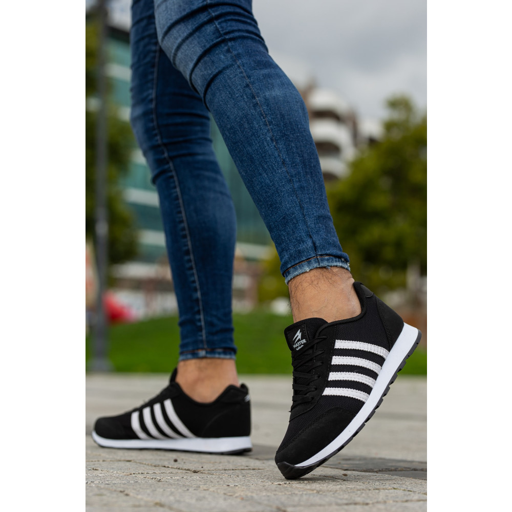 BOUIS Erkek Siyah Çizgili Casual Rahat Yumuşak Tabanlı Konforlu Bağcıklı Sneaker Spor Ayakkabı 40 Beden Spor Ayakkabı Fiyatı