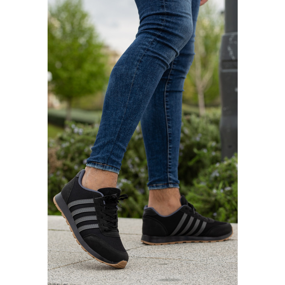 BOUIS Erkek Siyah Füme Çizgili Casual Rahat Yumuşak Tabanlı Konforlu Bağcıklı Sneaker Spor Ayakkabı 40 Beden Spor Ayakkabı Fiyatı