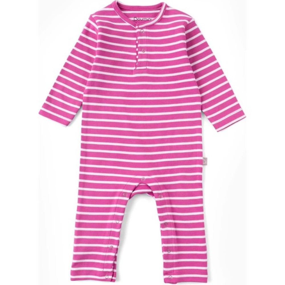 Boumini Bebek Uzun Kollu Çıtçıtlı Tulum Çizgili Fuşya Bebek Tulumu Fiyatı