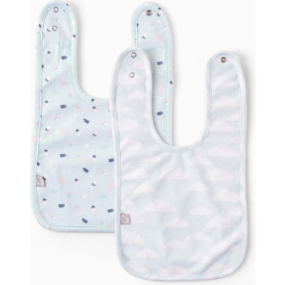 Boumini İkili Sıvı Geçirmez Mama Önlüğü Dondurma Desenli Mavi 21x35cm - Standart Mama Önlüğü Fiyatı