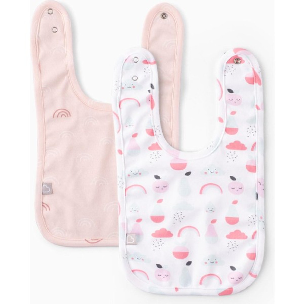 Boumini İkili Sıvı Geçirmez Mama Önlüğü Meyve Desenli Pembe 21x35cm - Standart - Açık Pembe Mama Önlüğü Fiyatı