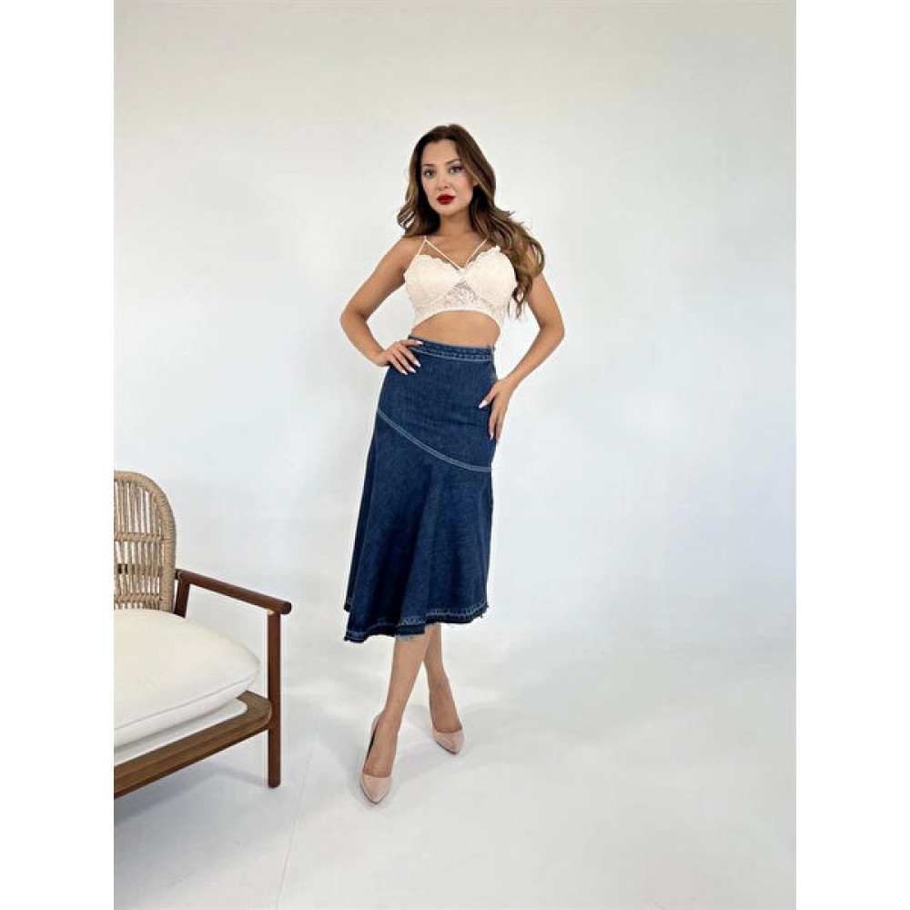 Boutiquality 6490 Denim Zw The Denim Skirt Mavi Etek Fiyatı