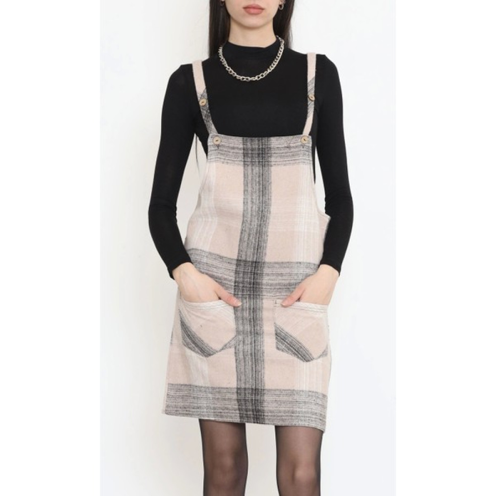 Boutiquality Çift Cepli Salopet Vizon Bayan Tulum ve Salopet Fiyatı