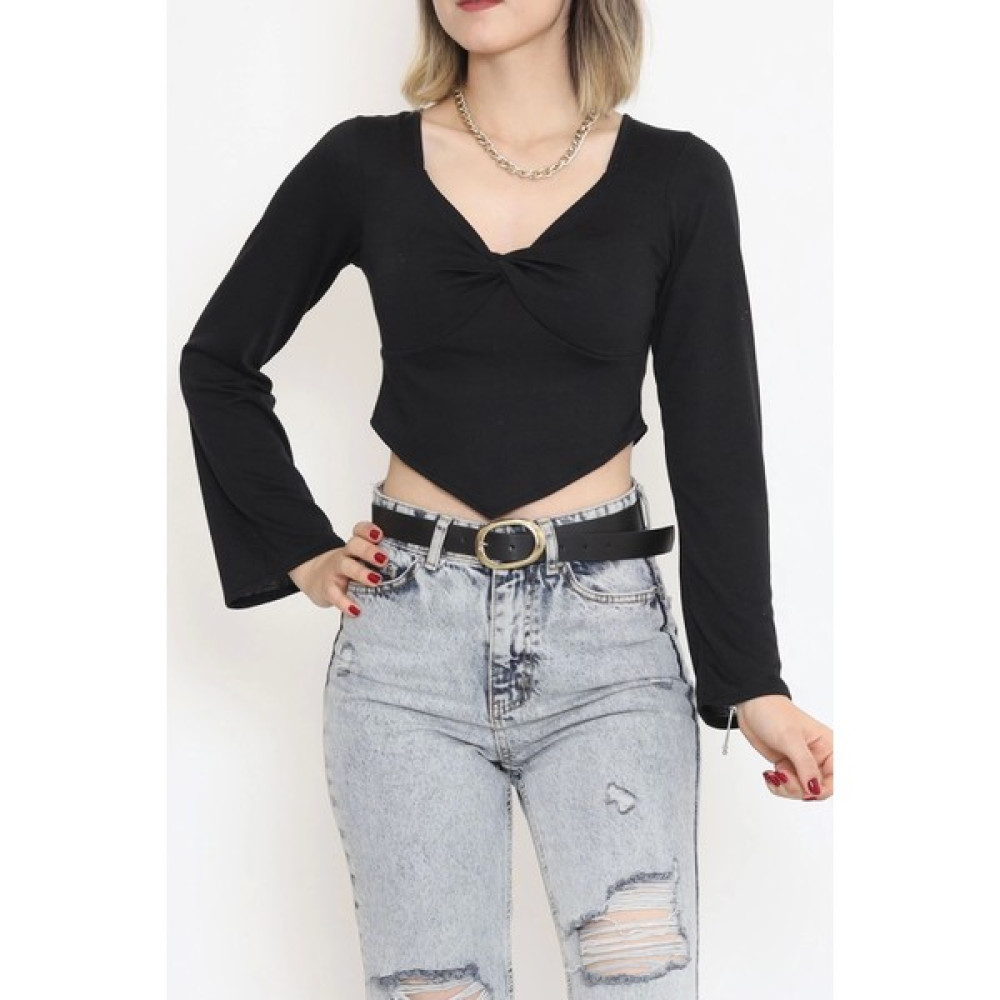 Boutiquality Ön Dekolteli Bluz Siyah Bluz Fiyatı