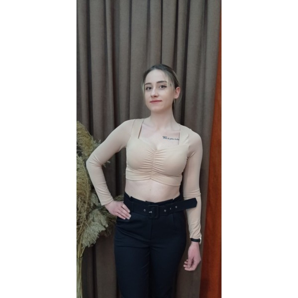 Boutique Bordo Kadın Büzgülü Crop Bluz Bluz Fiyatı
