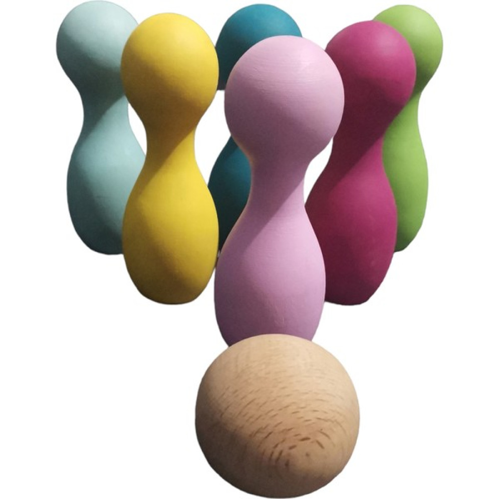 Bowling Seti Ahşap Oyuncak ( 6 Parça Labut + 1 Adet Top) Woodentoys Waldorftoys Montessori Bebek Oyuncakları Fiyatı
